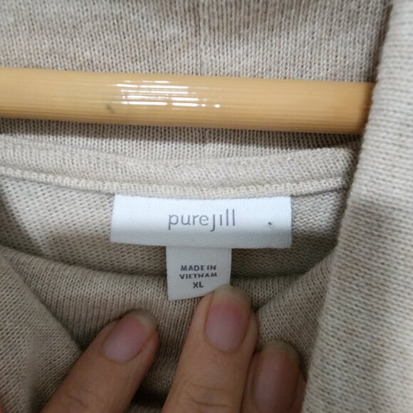 Pure J.Jill Women's Sweater Cowl Neck Size XL Cream Minimalist With Pockets - Picture 6 of 7